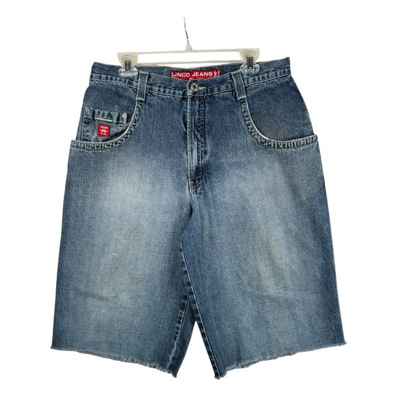 Vintage JNCO Raw Hem Baggy Denim Shorts 36 - Picture 1 of 7
